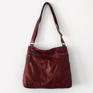 Margot New York Chocolate Brown Leather Crossbody Bag Minimal Casual Boho Travel